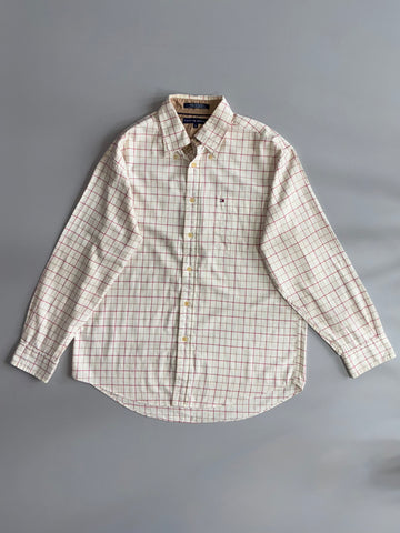 Tommy Hilfiger | Windowpane Check Long Sleeve Shirt | Cream/Red (Xl/2Xl)