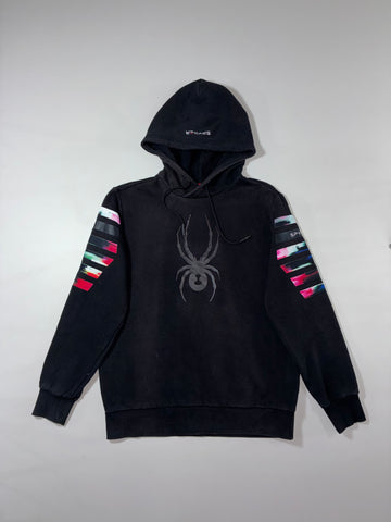 Spyder Black Hoodie w/ Multicolor Sleeve Stripes (M)