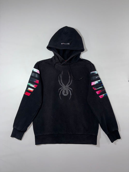 Spyder Black Hoodie w/ Multicolor Sleeve Stripes (M)