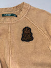 Lauren Ralph Lauren Camel Knit Sweater with Gold Crest Patch (S/M)