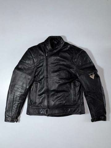 Frank Thomas Black Leather Racing Jacket Armored Motorcycle Jacket, (M/L)