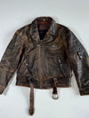 Vintage 90s Classic Gear Distressed Brown Leather Biker Jacket (XL)