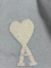 Ami Paris Ami de Coeur Mint Blue Fuzzy Knit Cardigan (M)