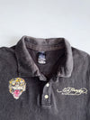 Ed Hardy by Christian Audigier Tiger Roar Polo Shirt W/ Rhinestones (L)