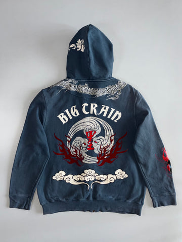 Big Train Osaka | Dragon Graphic Full-Zip Hoodie | Navy (L)