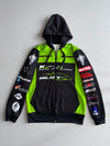 Kenny Racing Kawasaki Team Blot Hoodie Green Black Motocross Sponsor Zip-Up (M)