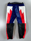 Dainese Pure Leather Moto Racing Pants  Red/White/Blue Colorblock Armored Knee Protection W/ Sliders (W:34 |L:40)