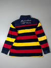 Paul & Shark Yachting Striped Quarter-Zip Rugby Shirt — Navy, Red & Yellow | Made in Italy | Anchor Crest (L)
