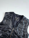 Vintage K'era Black Leather Zip-Up Utility Vest (XL)
