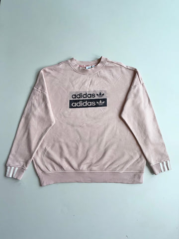 Adidas Originals Blush Pink Double Logo Oversized Sweatshirt (2XL)