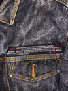 IGOR by Complices Vintage Black Denim Trucker Jacket Distressed Graphic Print Jean Jacket (3XL)