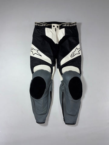 Alpinestars Black & White Leather Racing Pants knee Paded (W:34) (L:38)