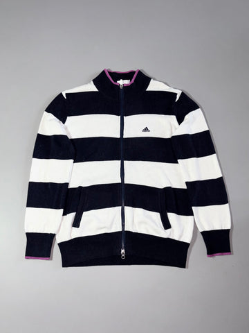 Adidas Golf Navy White Striped Full Zip Knit Sweater (S)
