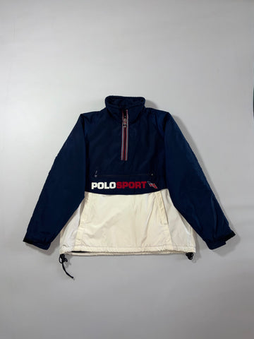 Vintage Polo Sport Ralph Lauren Navy & White Quarter-Zip Pullover Jacket (XL)