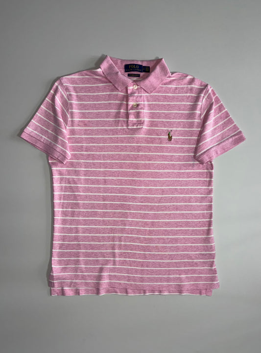 Polo Ralph Lauren Striped Custom Slim Fit Polo – Pink/White (S)
