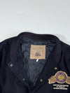 Vintage New Boys Castle Wool Varsity Jacket – Black/Tan Suede Sleeves (XL)