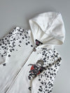 Grace & Fury Japanese Samurai Sakura Print Zip Hoodie – White – (S)