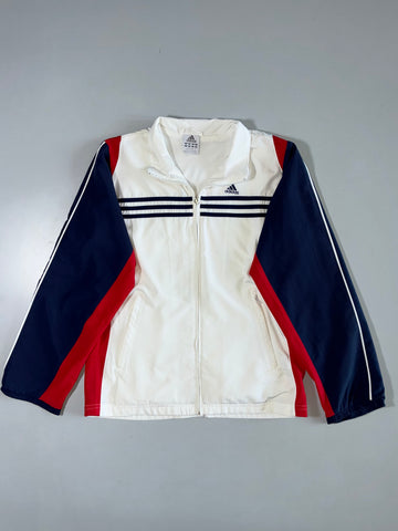 Adidas Track Jacket White Navy Red Colorblock Full Zip (M)