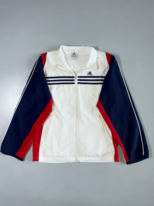 Adidas Track Jacket White Navy Red Colorblock Full Zip (M)