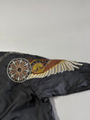 Damoto Black Bomber Jacket – Embroidered Sleeves & Studs | (XL)