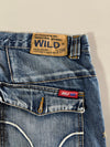 Y2K W.J8.0 Vintage Fatigues Zip Pocket Baggy Jeans – Blue (W:34) (L:43.5)