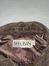 Areuban Distressed Brown Suede Zip Bomber with Contrast Stitching & Elastic Hem, (M)