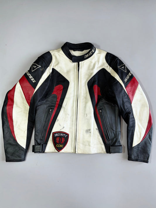 Vintage Dainese Original Pure Italian Leather With Reflective Logo Rack Jacket (M)