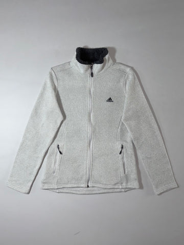 Adidas Sherpa-Lined Full Zip Fleece Jacket – Heather Grey/Black Women’s (S)
