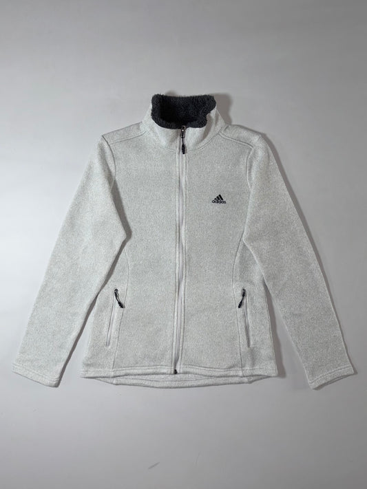 Adidas Sherpa-Lined Full Zip Fleece Jacket – Heather Grey/Black Women’s (S)