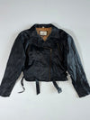 Vintage 80s Black Leather Double-Rider Motorcycle Jacket Women’s (XXS)