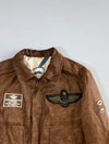 F21 Army Aviator Patch Leather Jacket (L/Xl)