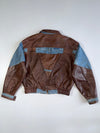 ZRare Italian Pure Leather x Denim Hybrid Jacket – Vintage 90s Statement (XL)