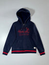 Roots Beaver Logo Full-Zip Hoodie Navy with Red Stripe Trim (S)