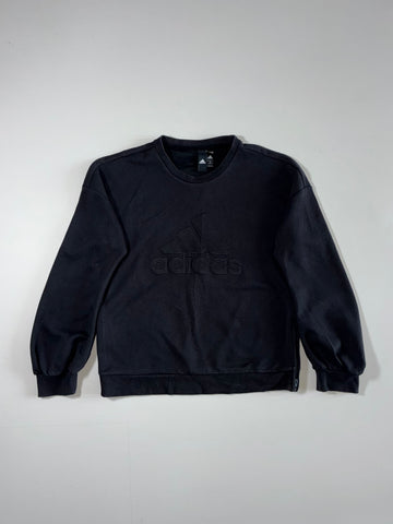 Adidas Black Tonal Big Logo Embroidered Sweatshirt  (S)