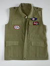 Vintage Utility Cargo Vest with Racing Patches (Mini / Eden Rock Grand Prix – Olive Khaki (S)