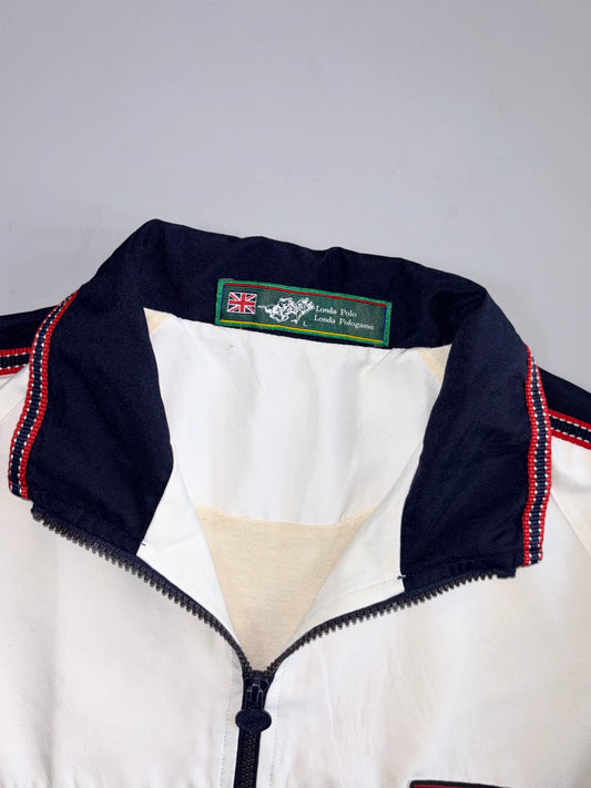 Polo Windbreaker Track Jacket White Navy Red Stripe Union Jack Vintage (L)