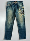 Oni Rrai Embroidered Demon Graphic Denim Jeans (W:36|L:43)