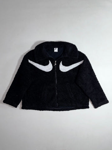 Nike Swoosh Sherpa Fleece Full-Zip Jacket – Black/White Double Swoosh Women’s(XL)