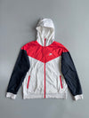 Nike Windrunner Hooded Jacket | White Red Black | Colorblock | (L)