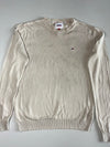 Tommy Jeans Flag Logo Crewneck Sweater, Cream, Size (M)