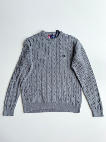 Chaps Cable-Knit Crewneck Sweater – Grey (L)