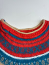 Merino Wool & Cashmere Fair Isle Knit Sweater women’s – Teal/Red (S)
