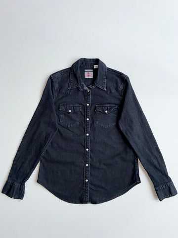 Levi's | Black Denim Western Pearl Snap Shirt | (S)