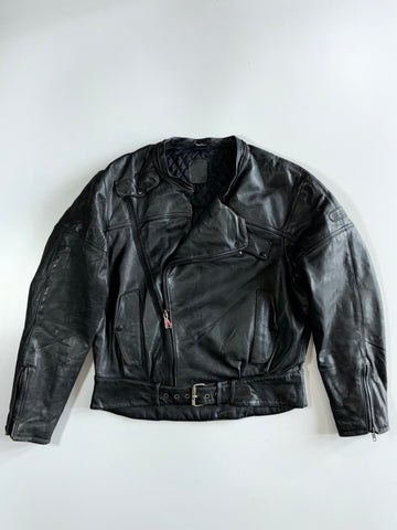 Vintage Real Leather Biker Jacket (L/XL)