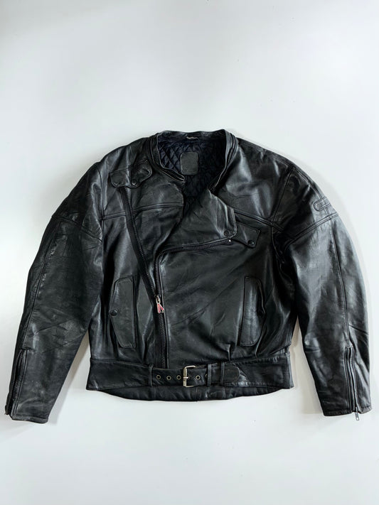 Vintage Real Leather Biker Jacket (L/XL)