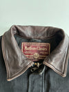 Marlboro Classics Vintage Black Canvas Work Jacket – Brown Leather Collar (XL)