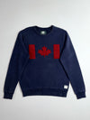 Roots Canada Navy Chenille Maple Leaf Flag Crewneck Sweatshirt (M)