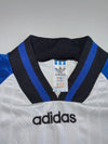 Vintage 90s Adidas Trefoil Football Jersey Long Sleeve – White/Blue/Black (XL)