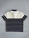 Lacoste Navy & White Striped Polo  Croc Logo | Slim Fit (L)