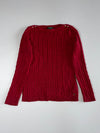 Lauren Ralph Lauren Red Cable Knit Boat Neck Sweater with Gold Buttons women’s(M)